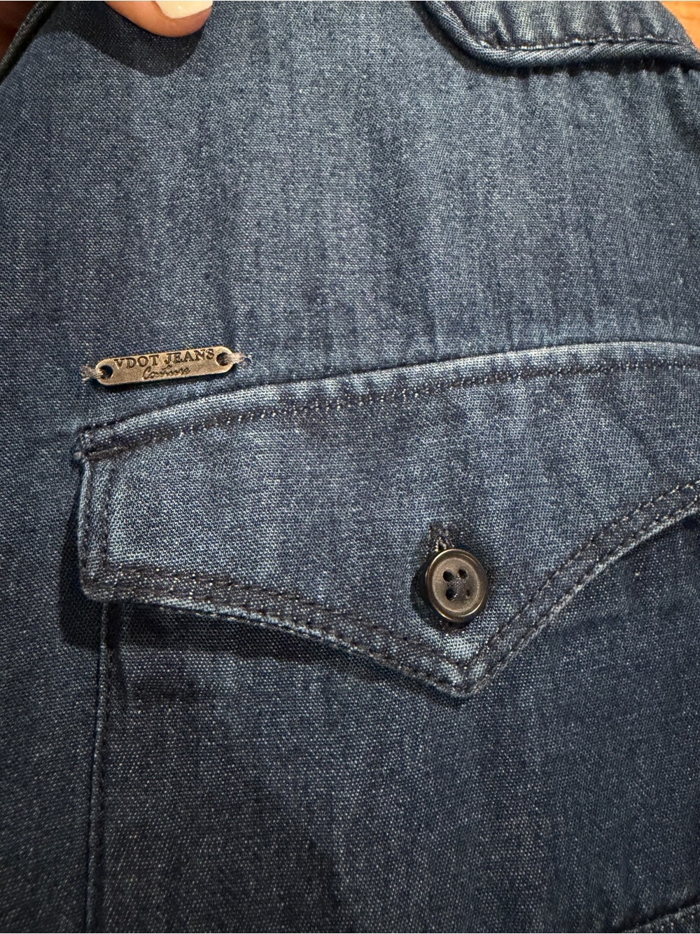 Vdot Jeans Slim Fit Denim Button Down Shirt Men’s Size 42 Dark Wash Western L - Picture 6 of 10